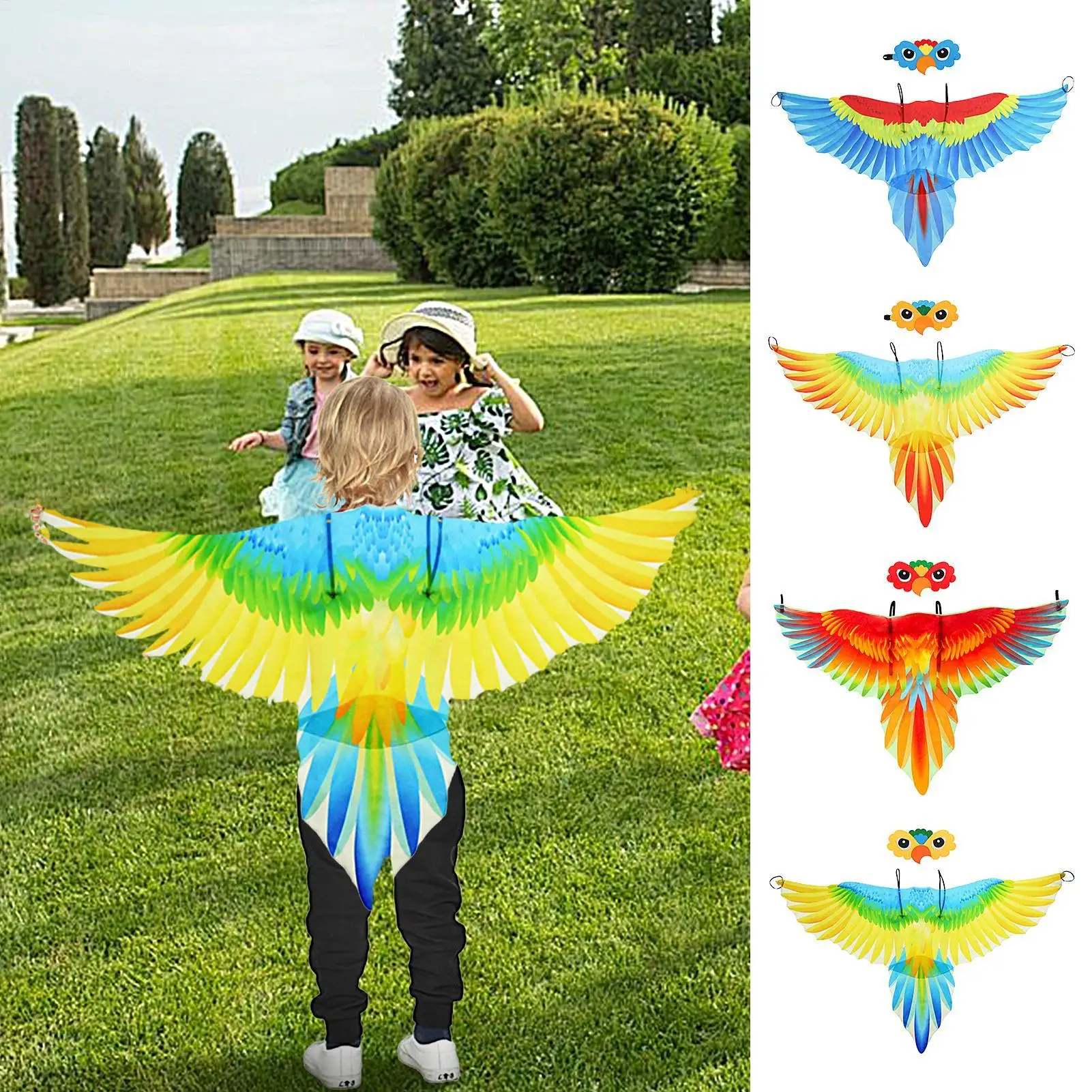 Disfraz de Capa de Alas de Loro para Carnaval, Disfraz de Pájaro para Mascarada, Halloween, Actuaciones y Vestuario de Fantasía