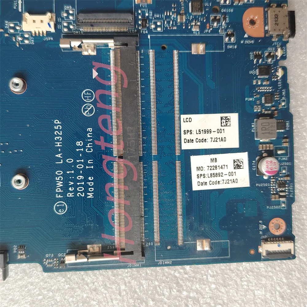 FPW50 LA-H325P For HP Pavilion 15-DW 15-DU Laptop Motherboard N4020 CPU UMA DDR4 L85892-001 L51999-001  Tested Fast Shipping