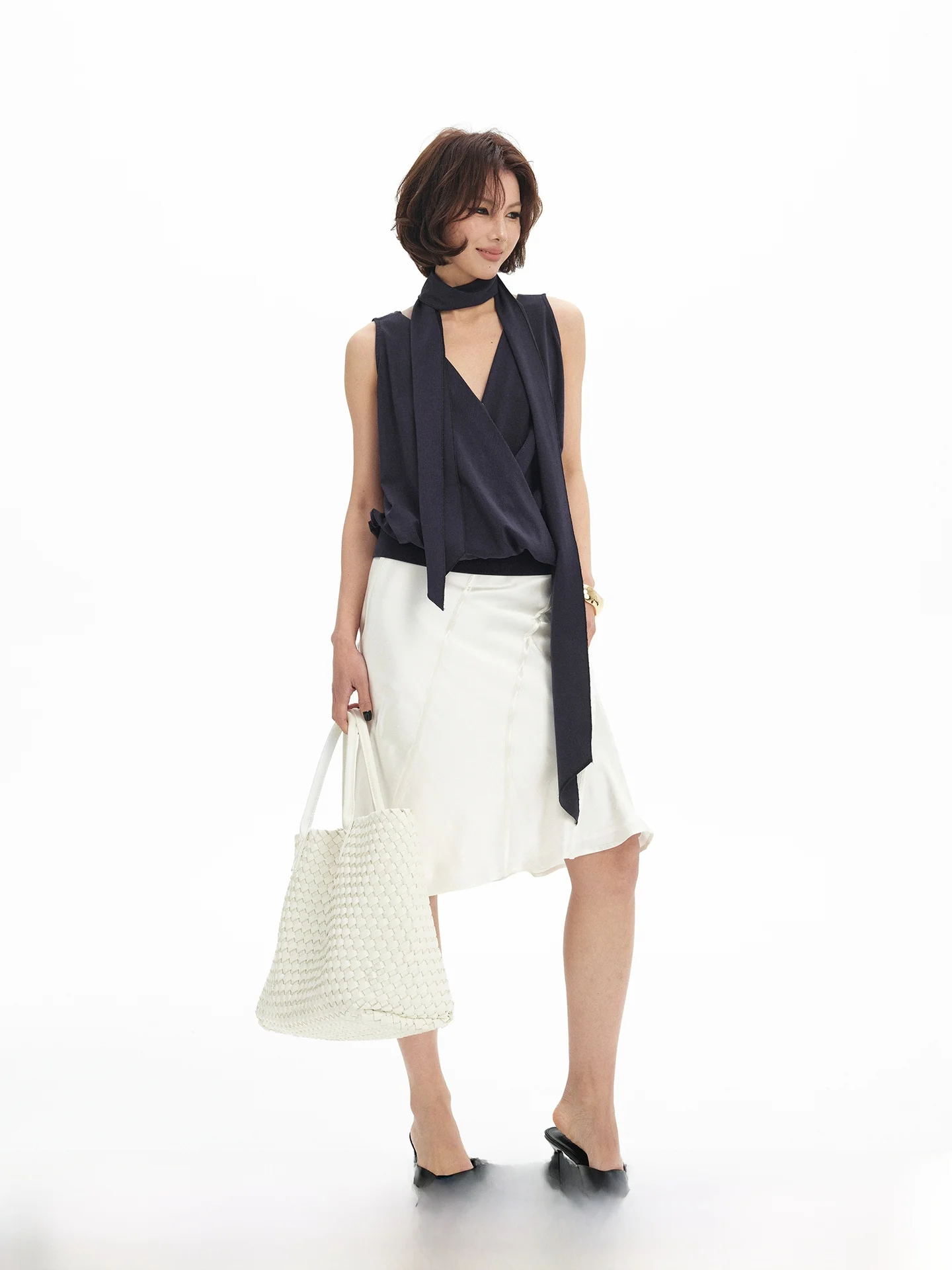 

Summer V-neck Cross Loose Feelings Belted Sleeveless T-shirt Design Unique Topiteatoffice Women's Fashion Cotton Blend