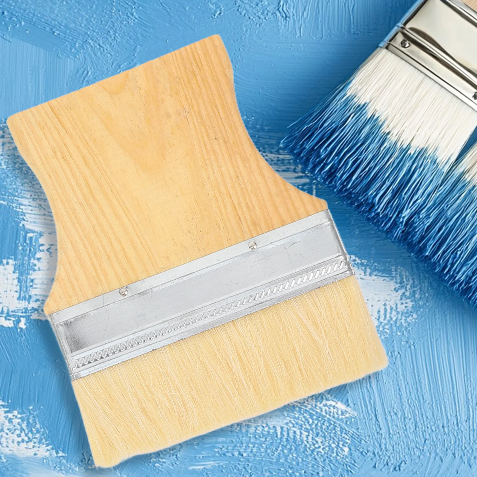 

3Pcs Flat Tip Paint Brush Wooden Handle Set for Oil Acrylic Painting Walls Furniture Artistic Projects Durable Comfortable Grip