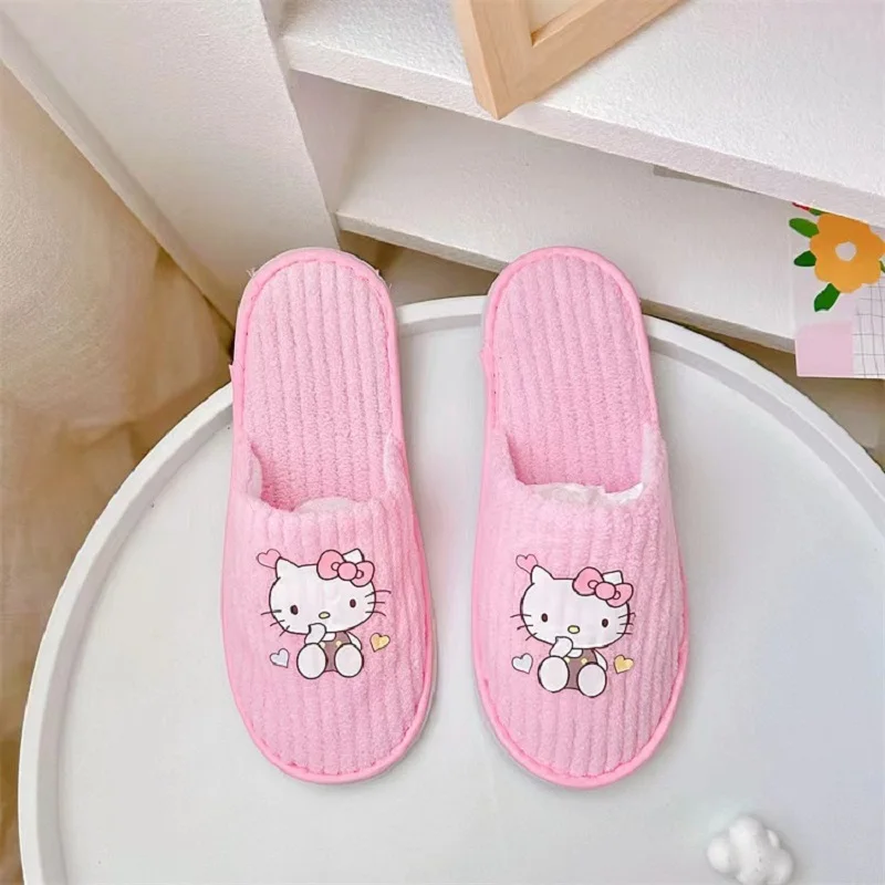 Sanrio Hello Kitty Anime Slippers Men Women Hotel Disposable Slides Home Travel Sandals Hospitality Footwear One Size on Sale