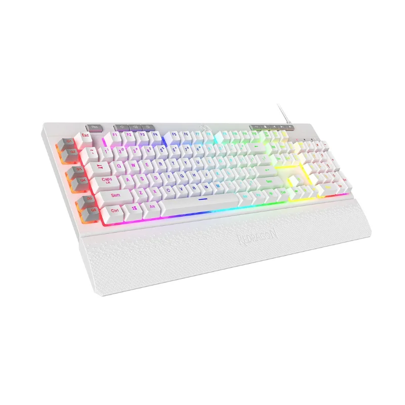 Redragon K512 Shiva RGB Backlit Membrane Gaming Wired Keyboard, Linear Mechanical-Feel Switch, Detachable Wrist Rest