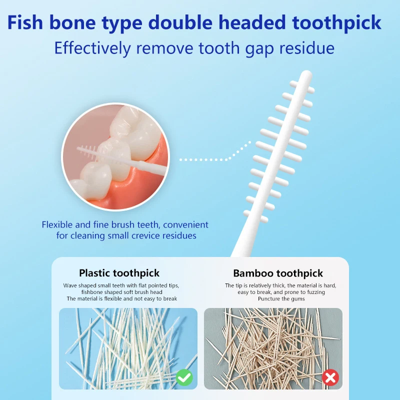Household Set Of 60pcs/box Plastic Toothpick Brush Double Heads,suitable Business Portable Interdental Brush Oral Cleaning Tools