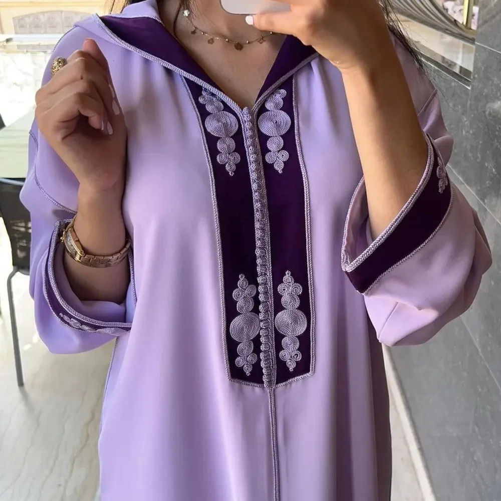 Dubai Hooded Jellaba Abaya For Women Gurban Long Sleeves Morocco Turkey Robe Loose Caftan Kaftan Fashion Muslin Women Clothing