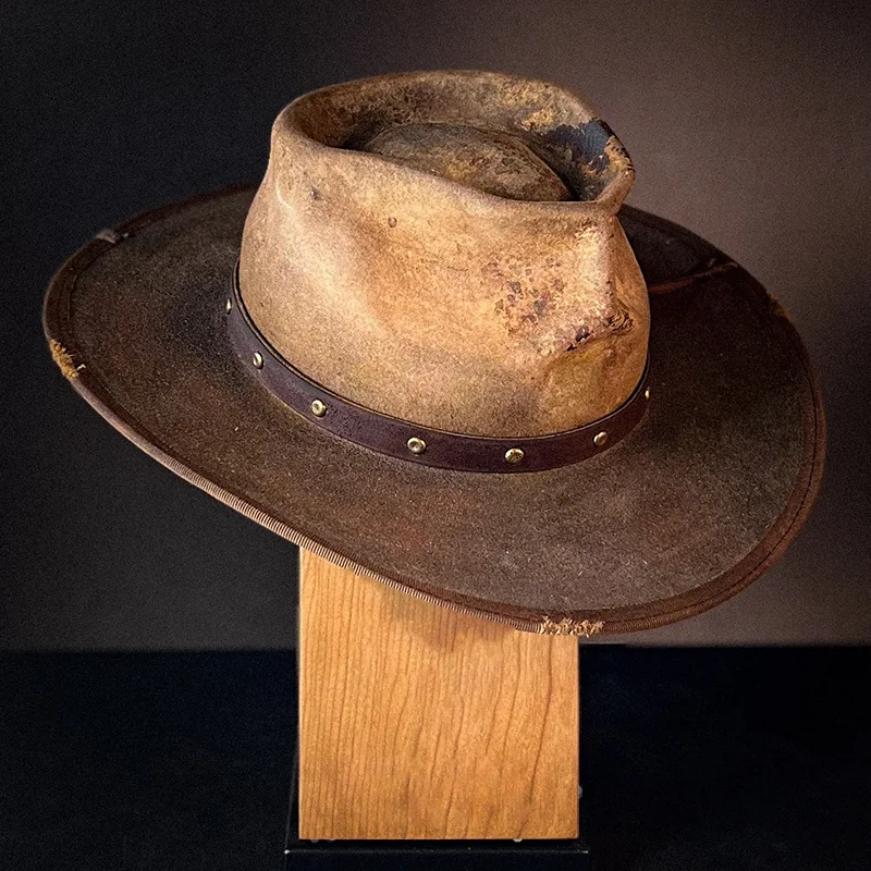 

Texas Edge-Stitched Rivet Belt Vintage Wool Felt Hat Fedora