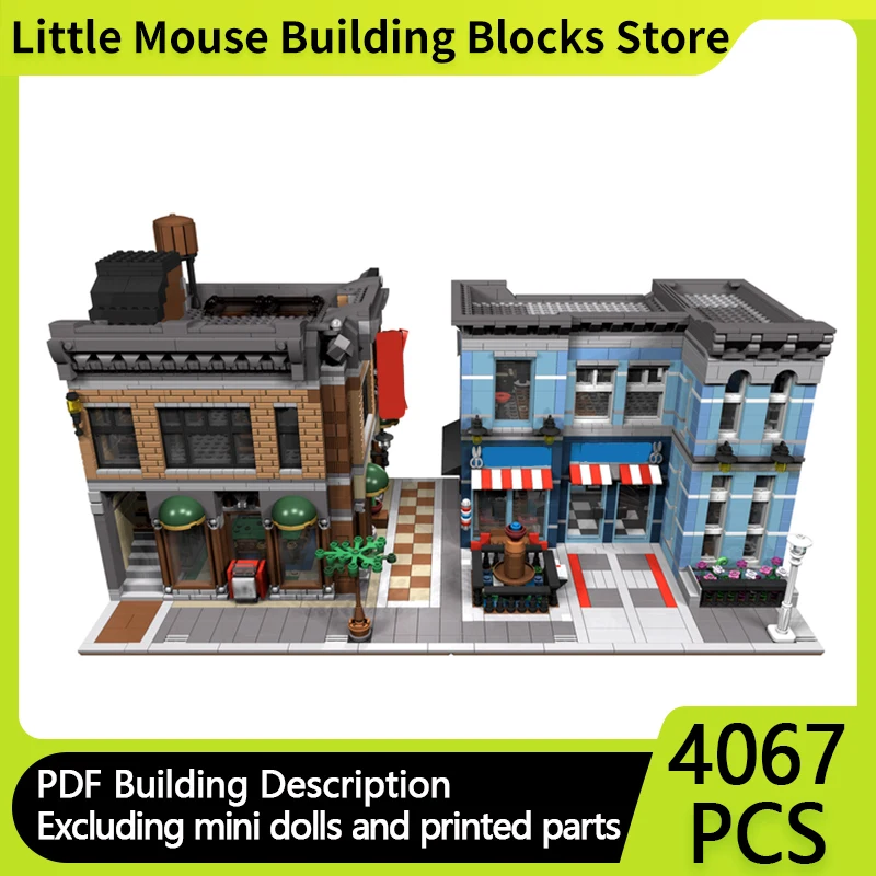 

Модель City Street View MOC, строительные кирпичи, офисный и салон красоты, модульные технологии, подарки, праздник, сборка, детские игрушки, костюм