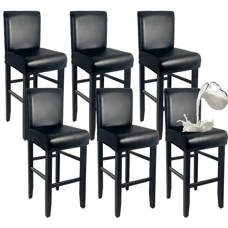 

Leather Bar Stool Covers with Backs 100 Waterproof Bar Stools Covers Set of 6, Removable Stretch Barstool Slipcovers for Pub Caf