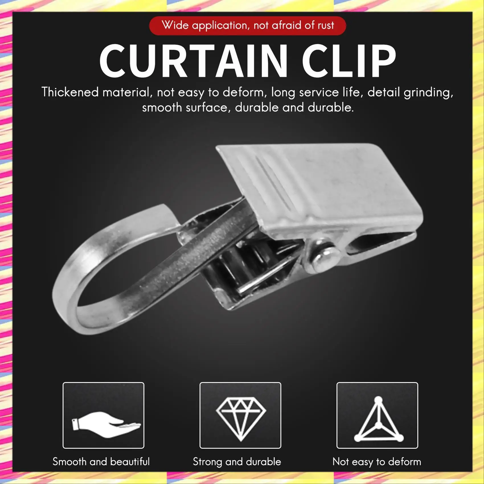 ABJJ 50PCS Stainless Steel Clips Hooks Clip Rings Metal Curtain Clips For Photos, DIY Crafts