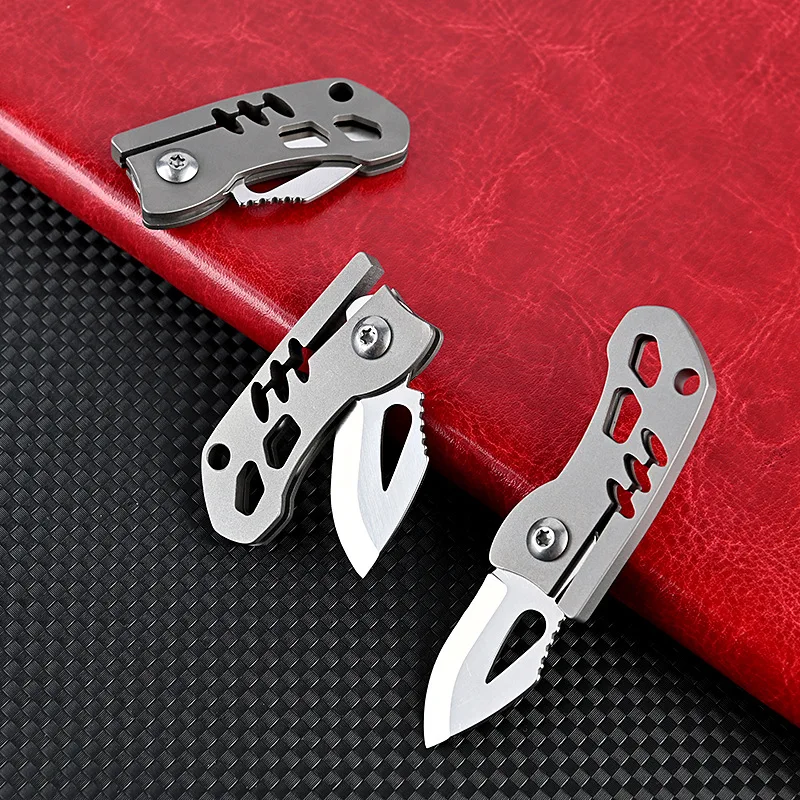 Titanium Alloy MINI Folding Knife High Hardness D2 Handle Fruit Knife EDC Express Pocket Knife Gift Outdoor Tool Key Chain Penda