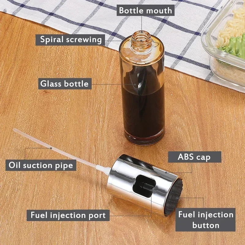 Glass BBQ Oil Bottle with Sprayer - Perfect Seasoning Bottle for Outdoor Cooking, Oil Spray Container for BBQ