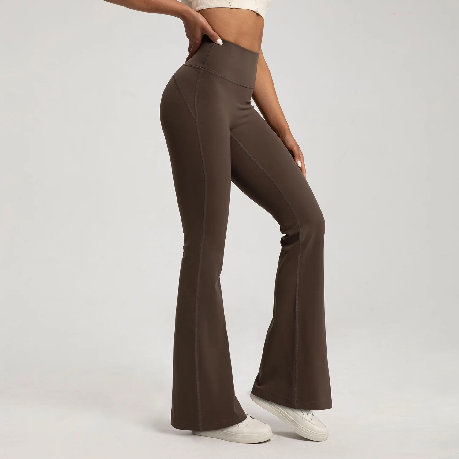 Athena lulu Autumn and winter with fleecy wide leg pants women's thick naked feeling high waist micro motion yoga fitness pants