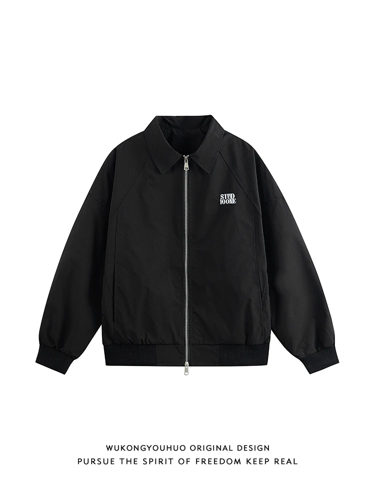 

Мужская рабочая одежда Simplici Meets Sle с вышивкой, свободная посадка с отложным воротником, осенняя верхняя одежда, повседневная одежда из полиэстера