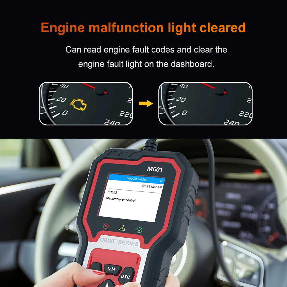 

Диагностический сканер M601D/Max Full System OBD с функцией чтения данных в реальном времени, питанием от USB, портативный, для диагностики неисправностей двигателя.