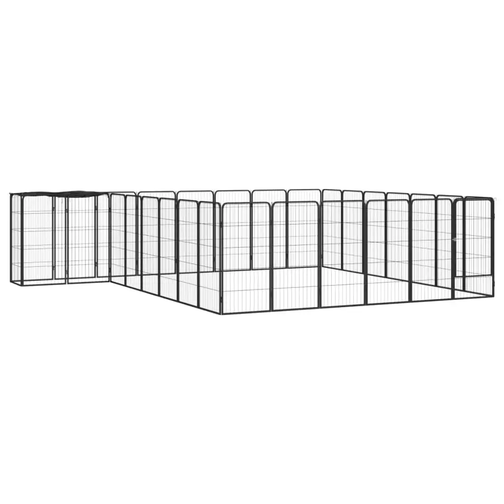 30-Panel Black Dog Playpen - Durable Powder-Coated Steel, 19.7x39.4 Pet Enclosure