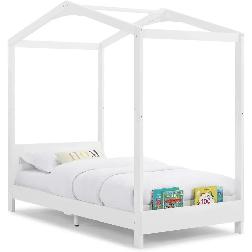 

Children Poppy House Wood Twin Bed, Platform Bed - No Box Spring Needed, Bianca White