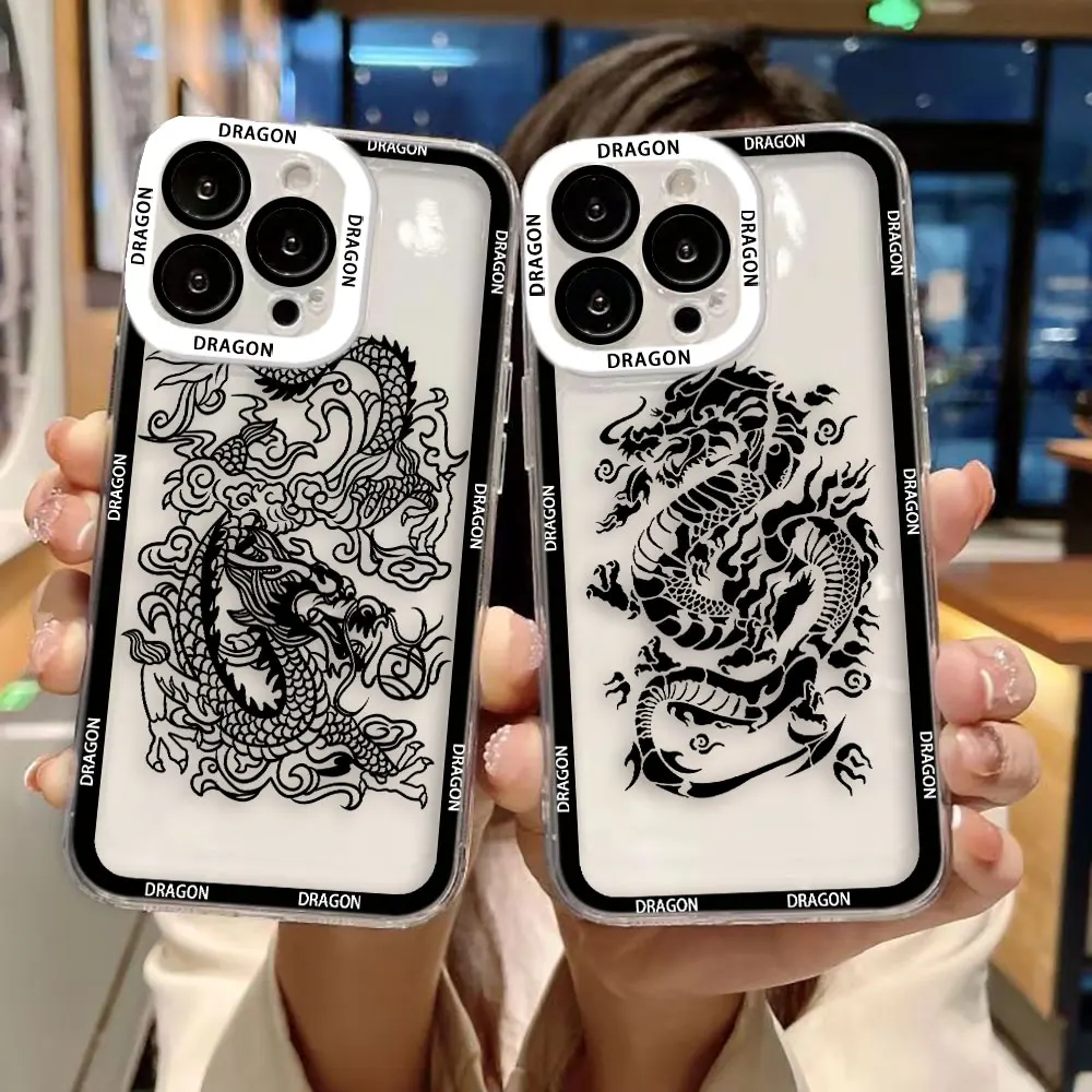 Oriental Style Dragon Clear Phone Case For Samsung A72 A71 A57 A56 A55 A54 A53 A52 A51 A36 A35 A34 A32 A26 A25 A24 A23 A22 Case