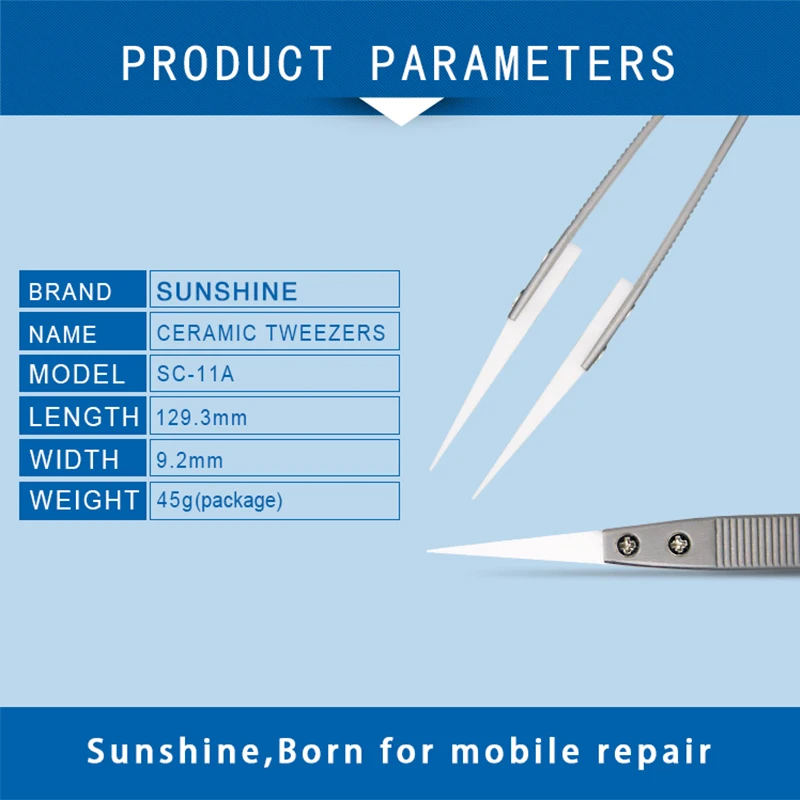 SUNSHINE SC-11A Mobiele Telefoon Onderhoud IC Componenten Flywire Keramische Pincet Antistatische Anti Korte Anti Slip Klem