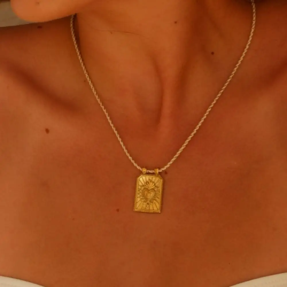 Gothic Card Heart Pendant Necklace Colorful Generous Square Necklace Personalized Y2k Charm Collarbone Chain Women