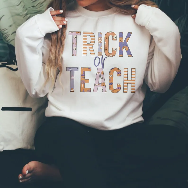 Teacher Halloween Sweatshirt Classroom Party Cute Halloween Costume Unisex Crewneck Sweatshirt Cotton harajuku y2k Drop Shipping