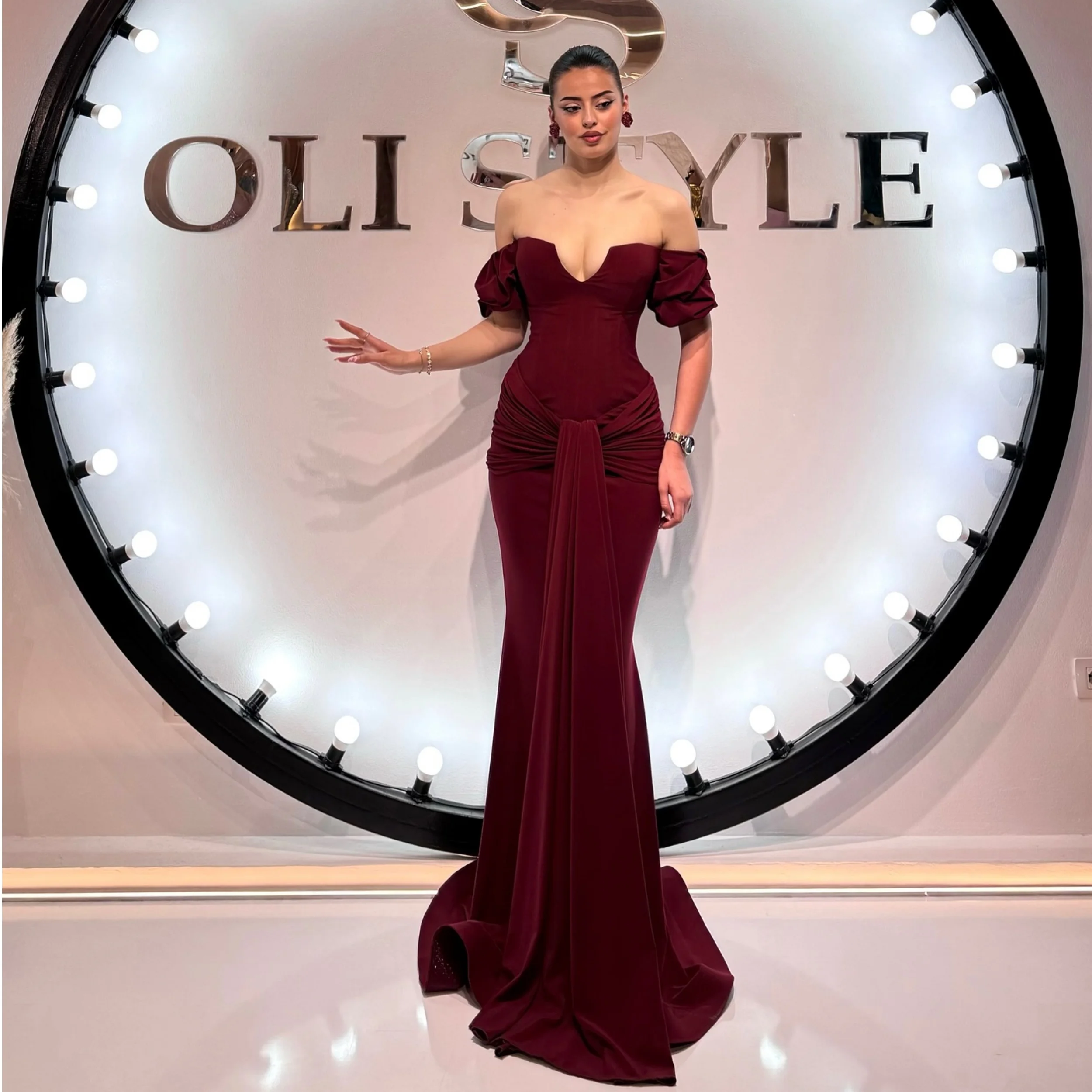 

Burgundy Mermaid Evening Dress for 2025 Customized Sweetheart Off Shoulder Vestidos De Fiesta Elegant Formal Prom Dress