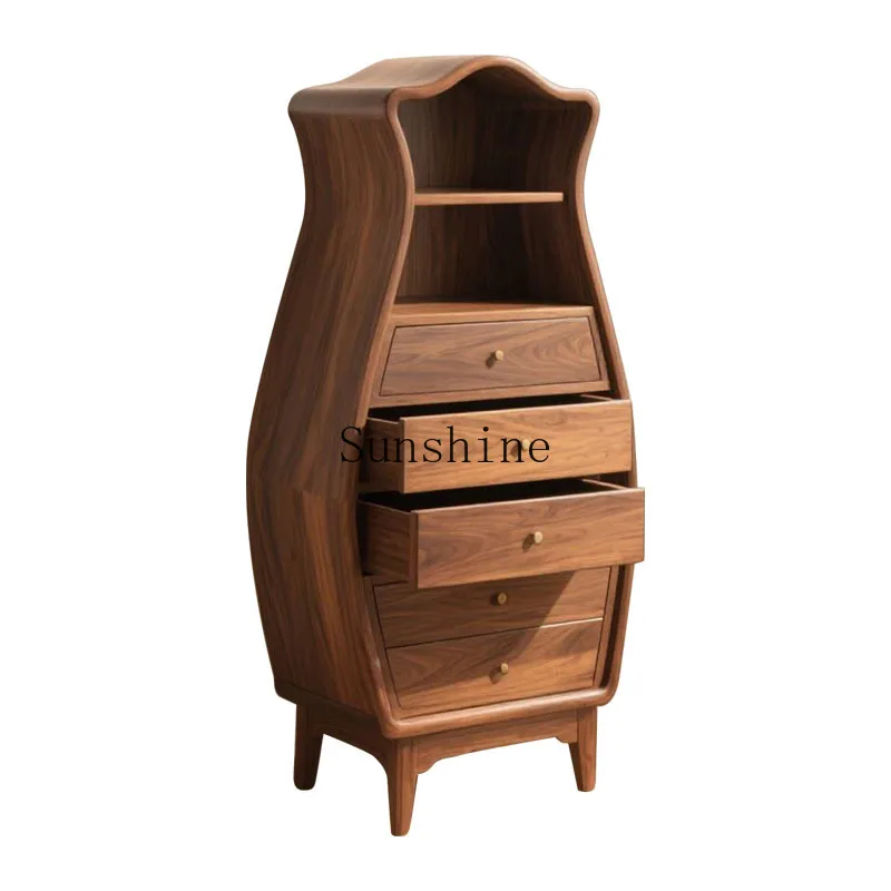 

New Chinese black walnut chest modern simple bedroom living room locker