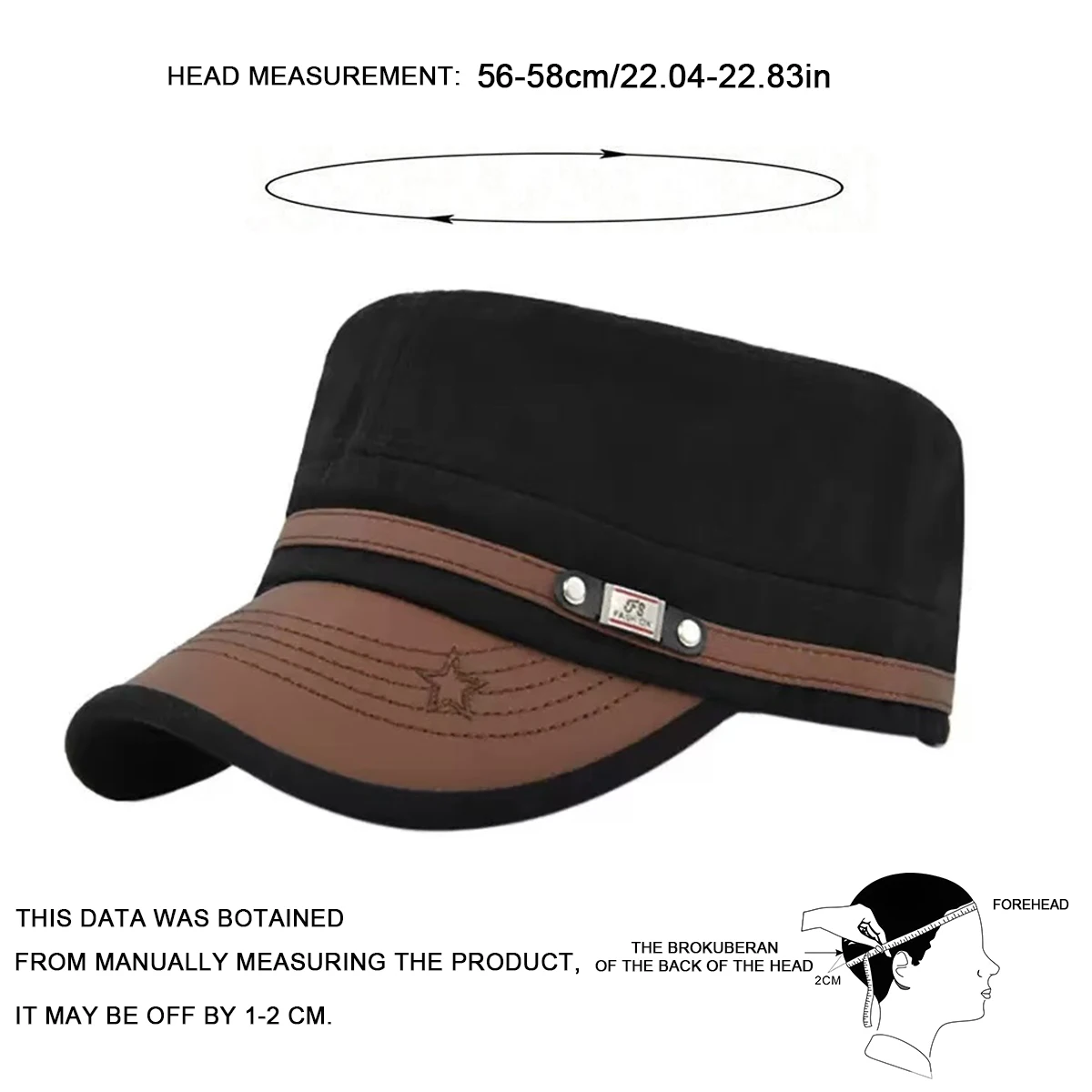 Unisex FS Pentagramm-Stickerei Militärmütze Frühling Herbst Outdoor Verstellbare Freizeithüte Herren Flat-Top-Kappen – Detail 7