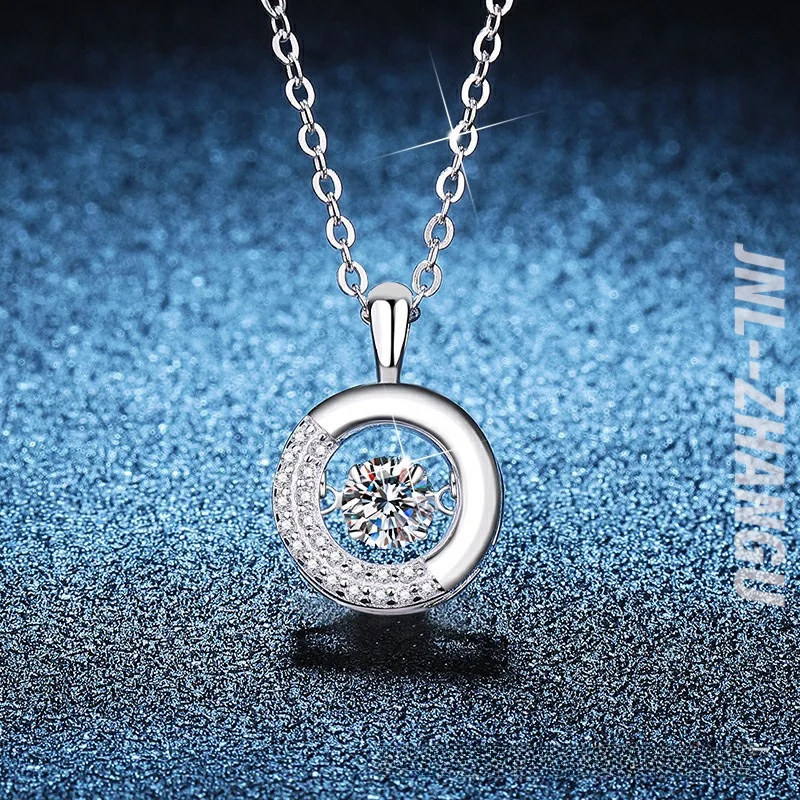 

Cross-border Hot-selling MoissaniteS925Sterling Silver Necklace Donut Beating Heart Pendant Moissanite Necklace for Women