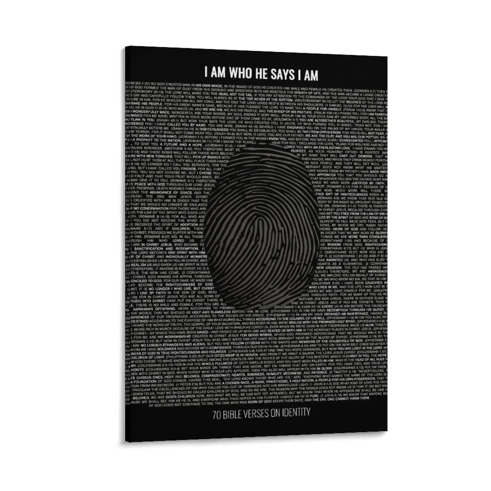 

70 Bible Verses Fingerprint Wall Art On Identity (Black) Canvas Painting poster anime wall decor decorative wall poster