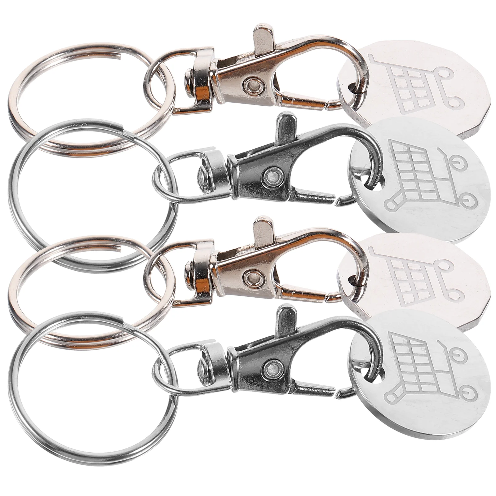 4-delige winkelwagen token trolley sleutelhanger winkelen munt sleutelhanger hangers draagbare sleutelhanger decor ringen van het deksel disassembler