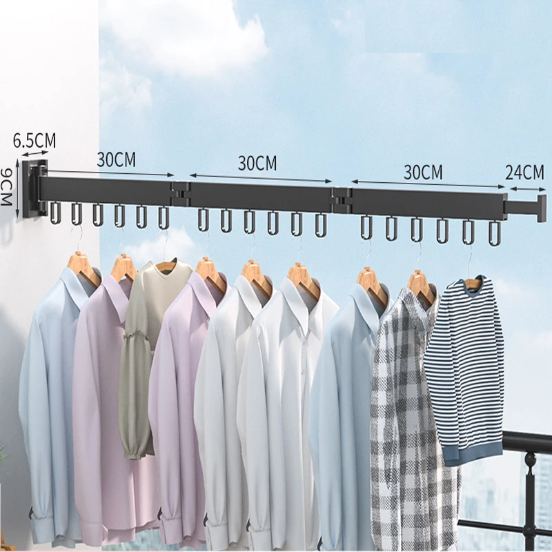 New RetractableDrying Rack Folding Clothes Hanger Wall Mount  Indoor & Outdoor Space Saving Aluminum Home Laundry Clothesline