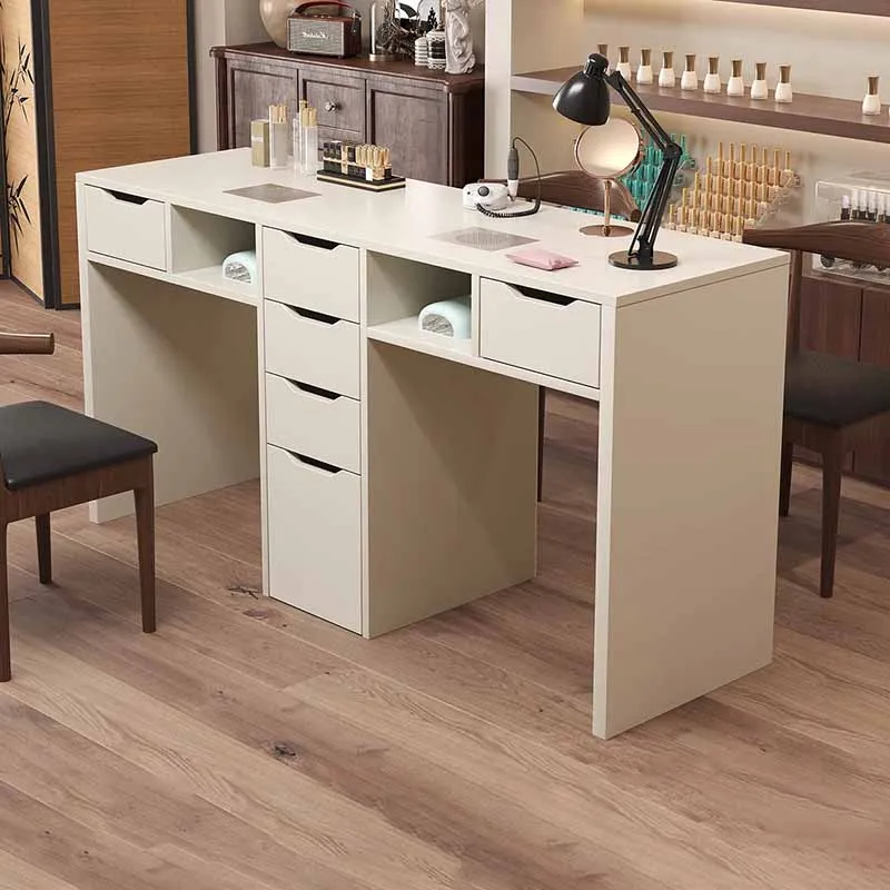 

Professional Retro Nail Desk Multifunction Storage European Elegant Nail Table Classic Trendy Table Manucure Salon Furniture