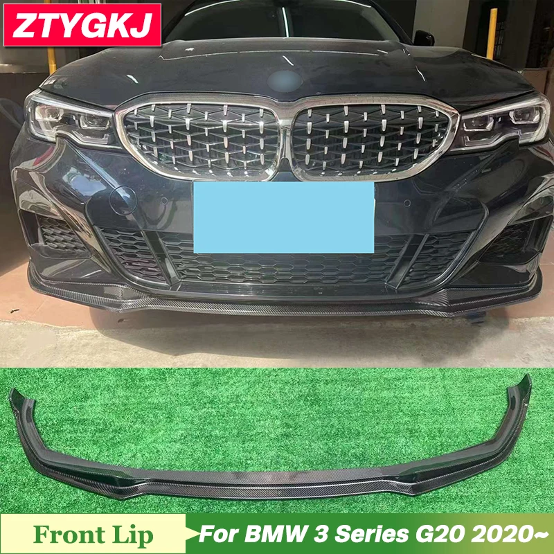 MP Style Carbon Fiber Material Front Bumper Lip Trims For BMW 3 Series G20 2020 Up