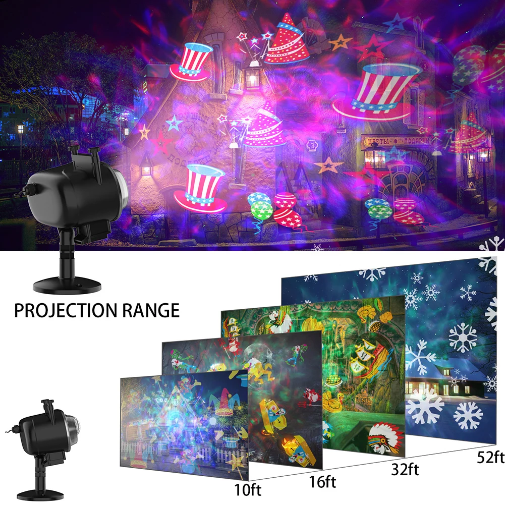 Double Barrel Christmas Water Pattern Projector Interesting Decorative Outdoor Projection Lamp For Home