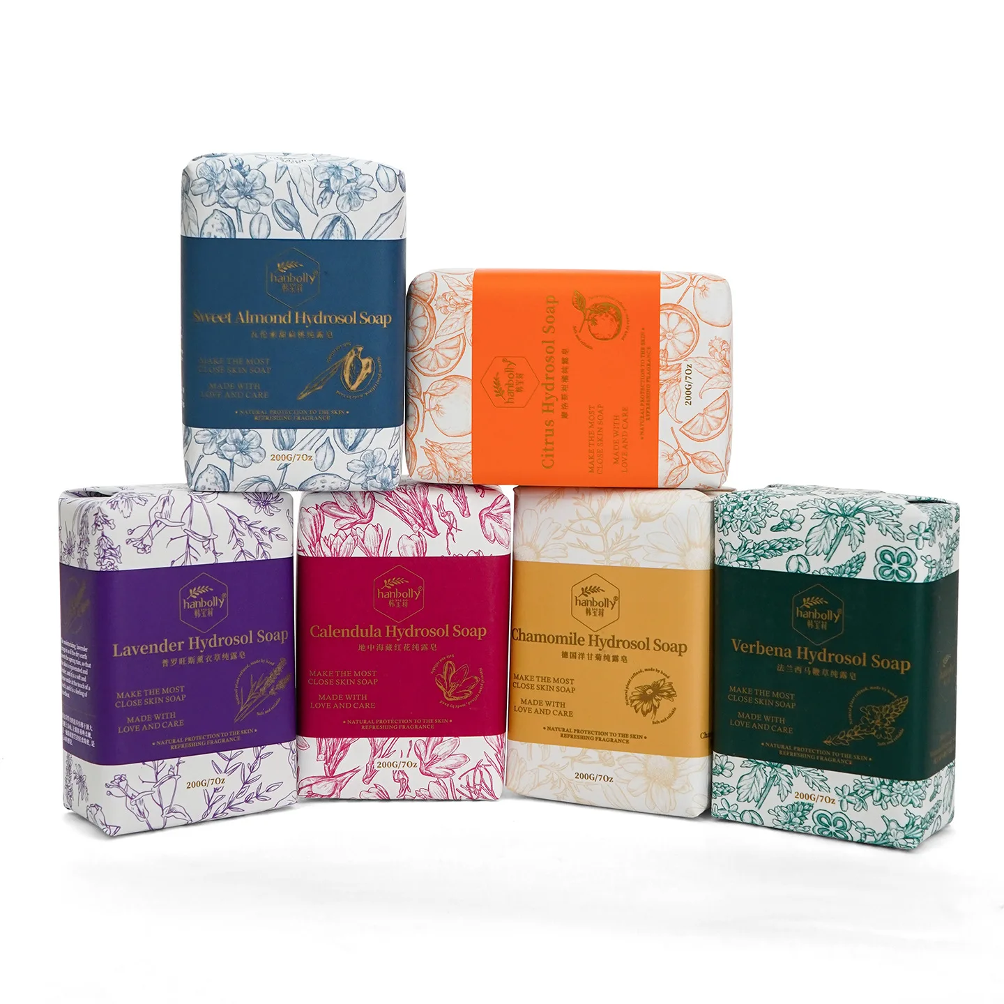 

Hanbolly 200g Floral Hydrosol Soap, Square Handmade Gift Bar with Natural Scent, Skin Care & Cleansing