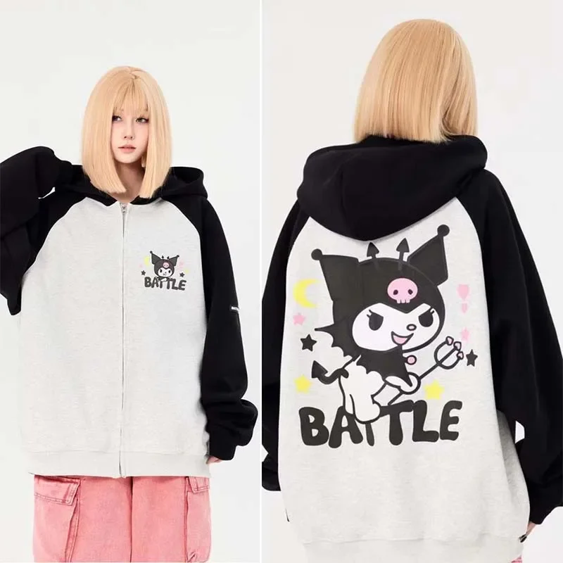 Miniso Sanrio HelloKitty My Melody Kuromi Pochacco Kawaii Loose Comfortable Clothes Hooded Top Sweet Girl Jacket Girlfriend Gift