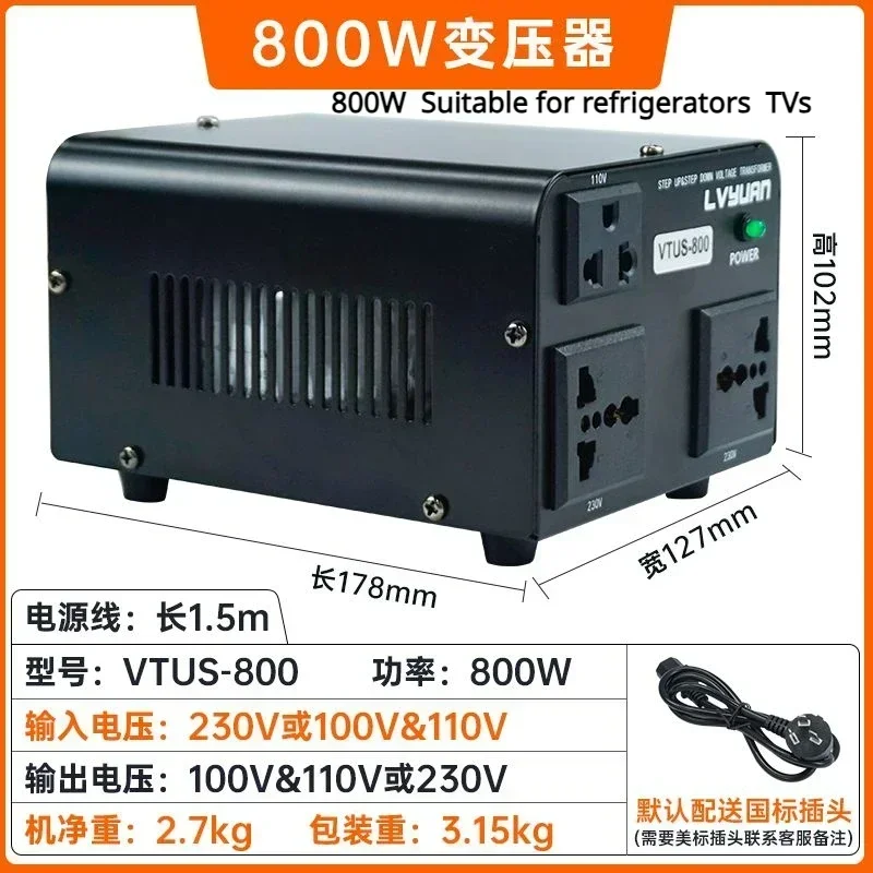 High Power Voltage Power Converter Japan 100v US 120v，800W，220V To 110v Transformer Electrical Universal