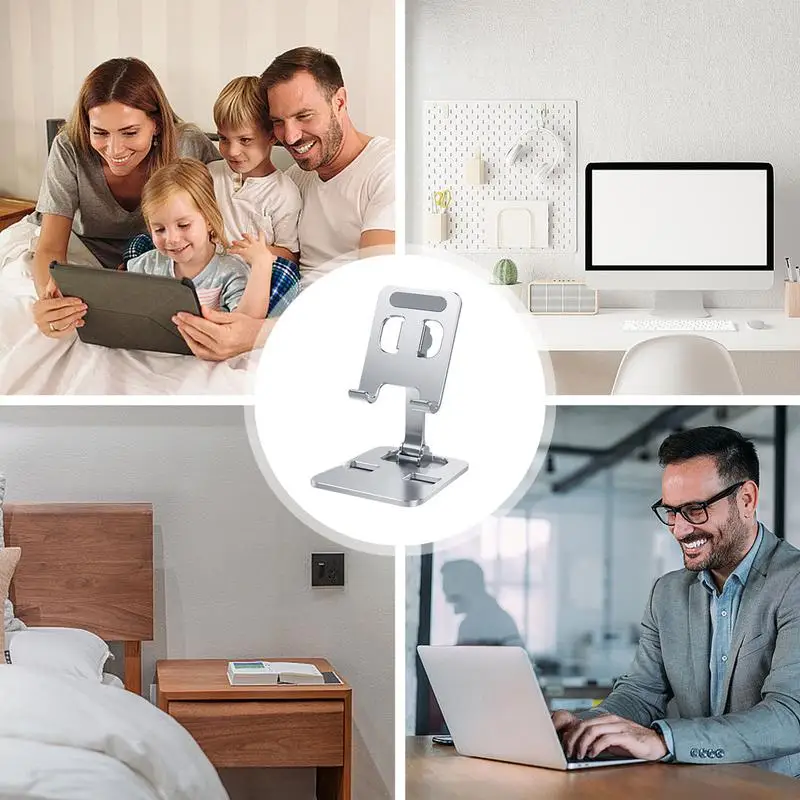 Folding Phone Stand For Desk Aluminum Adjustable Stand Aluminum Stand For Home & Work Sturdy & Stable Phone Accessories For Desk