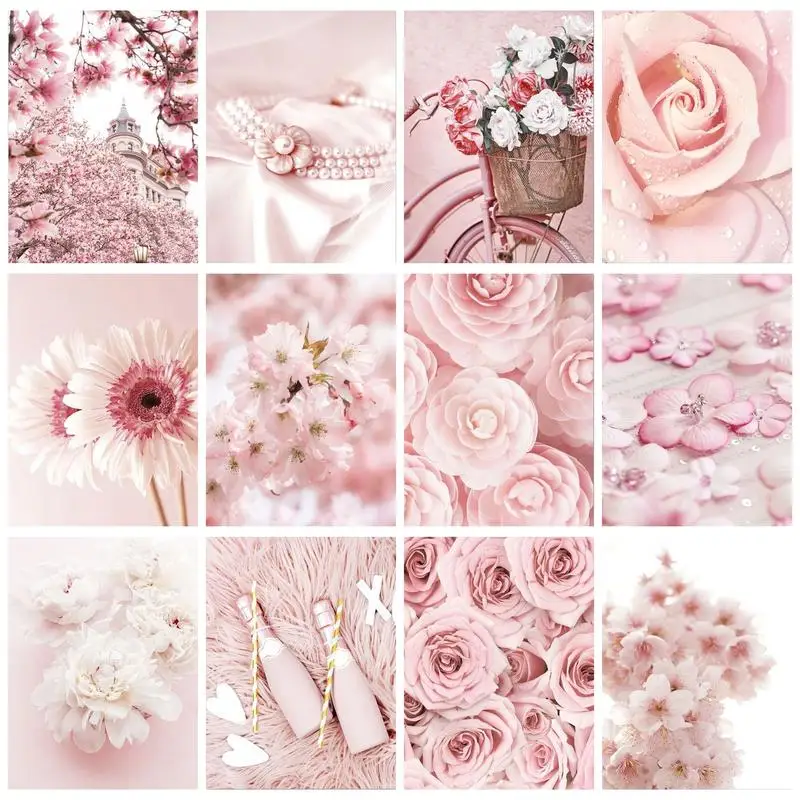 

RUOPOTY Picture With Numbers Pink Flowers Hand Painted Painting Acrylic Paint Paintings Painting House Friend Gift Decor For Hom