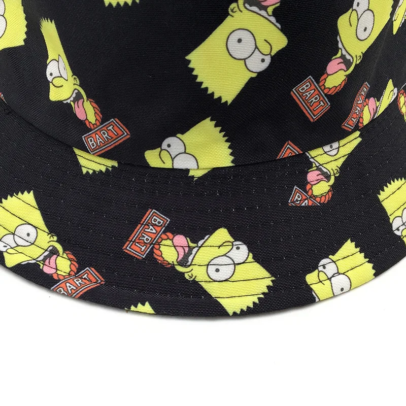 New The Simpsons Fisherman\'s Hat Bart Simpson Fashion Trend Men\'s Outdoor Sports Sunscreen Basin Hat Cartoon Creative Shade Hat