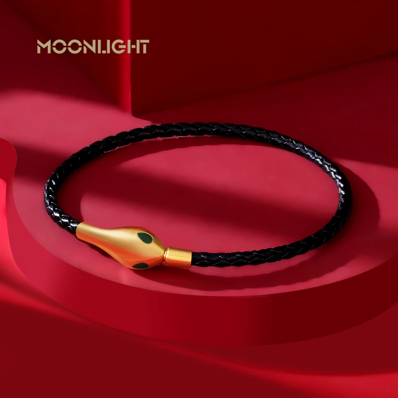 Classic Design Luxury Snakehead Bangles for Women Fashion Jewelry Genuine Braided Leather Bracelets Party Gifts Wholesale