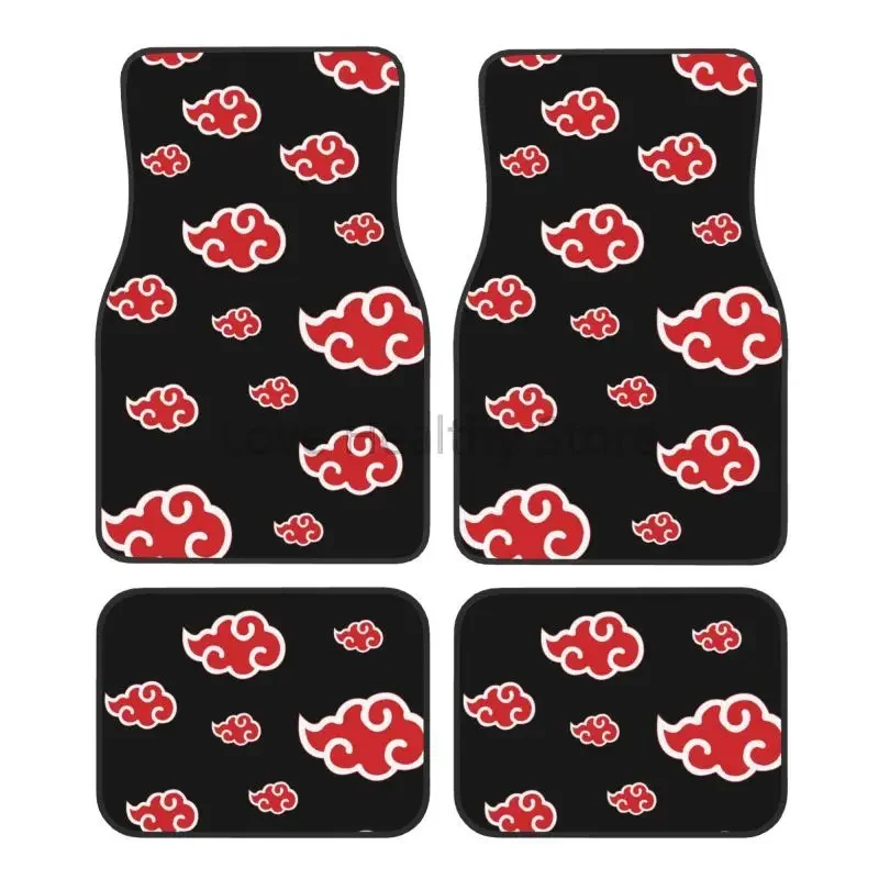 Akatsuki Universal Japan Anime Car Floor Mats 4-Pieces Set Anti Slip Front and Rear Foot Mats Universal Car Accessories for SUV
