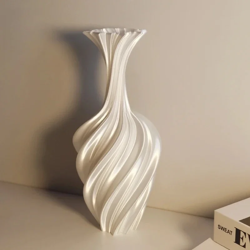 

Premium vase white ornament light luxury flower arrangement retro living room printing