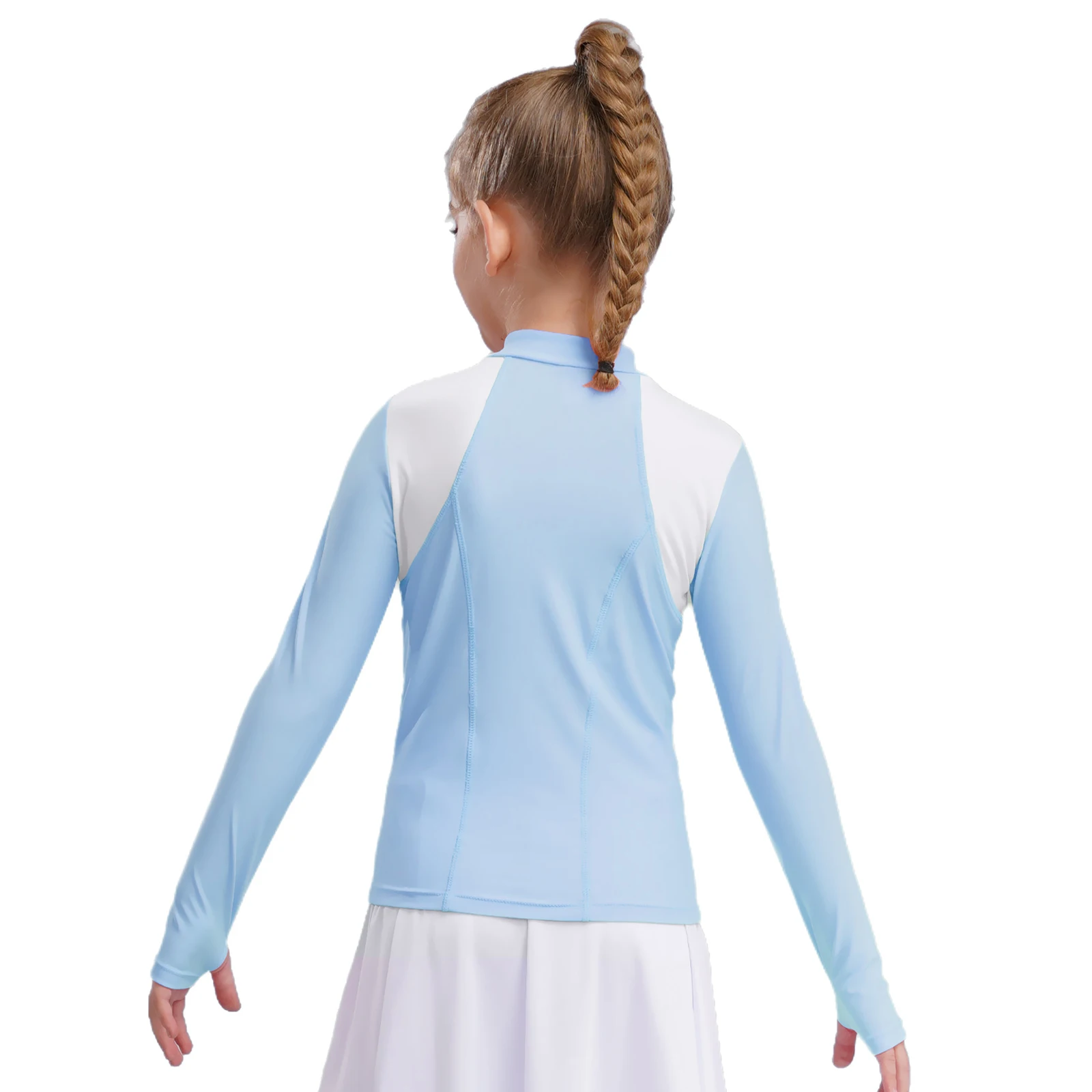 Golf Sport Shirt Kids Girls Long Sleeves Thumbhole T-shirt Quick-Drying Equestrian Riding Top Riding Clothes School Tops Costume