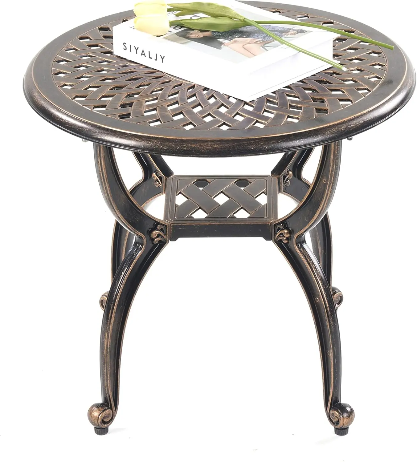 

Уличный столик для патио, устойчивый к ржавчине, из литого алюминия, всепогодный приставной столик, кофейный столик, идеально подходит для патио