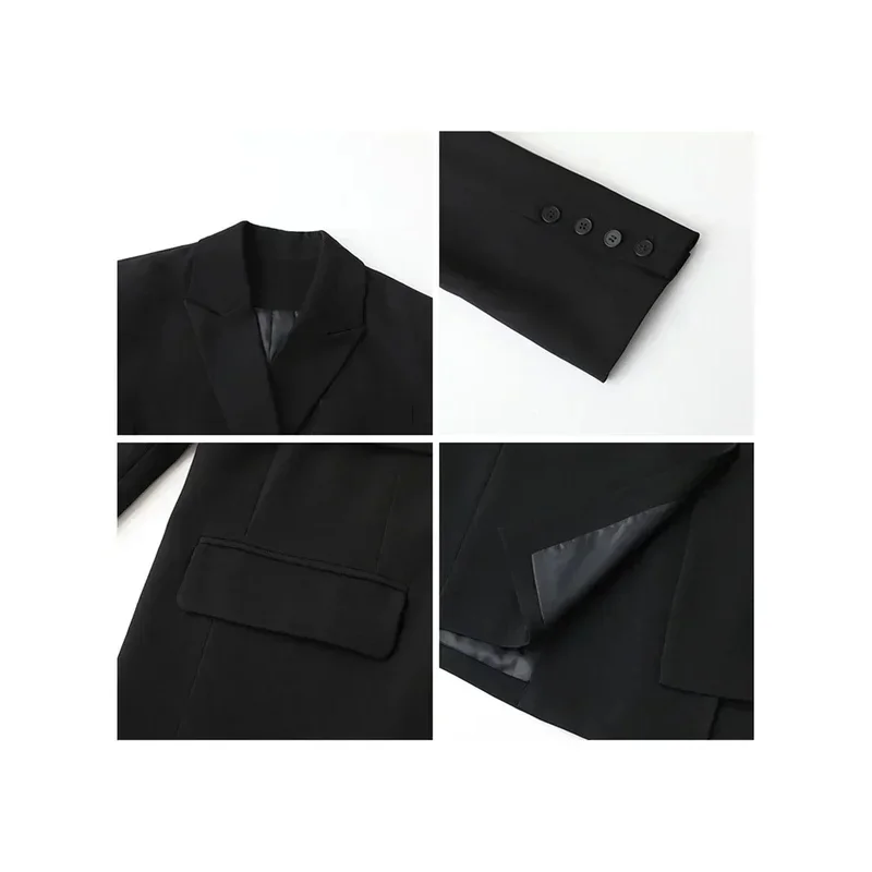 جديد 2025 السترة تصميم واسعة الكتف الشريط الصلبة المرأة متوسطة معطف طويل مكتب سيدة معطف الإناث الربيع Autu ★ ★ ★ ★