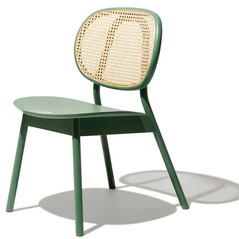 

ins solid wood rattan casual dining chair designer medieval rattan