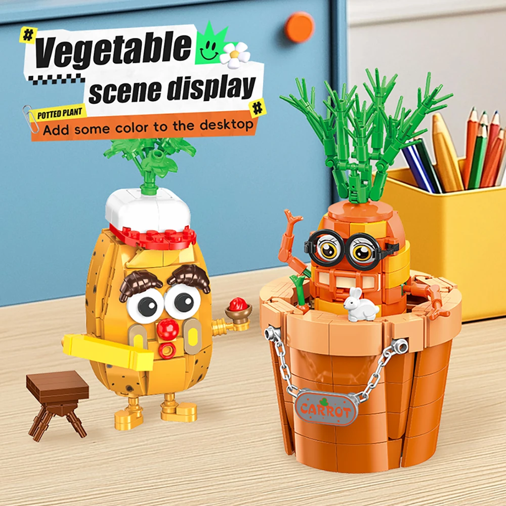 

Potato Radish Mini Brick Building Block Set - Ideal for Study Room Indoor Decoration, Flower Bouquet & Potted Potato Puzzle Kits