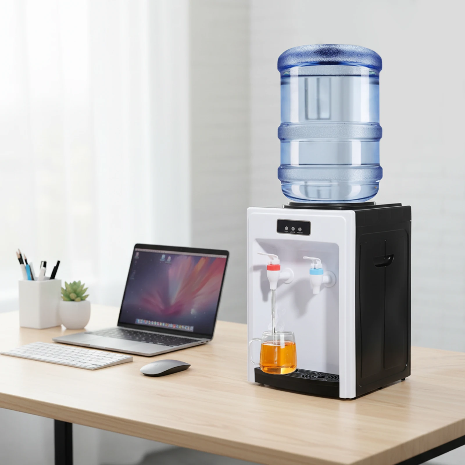 Distributeur d'eau électrique de table, fontaine à eau, machine à boissons chaudes/froides pour bureau et maison, compatible avec les seaux de 4,5 à 18,9 L