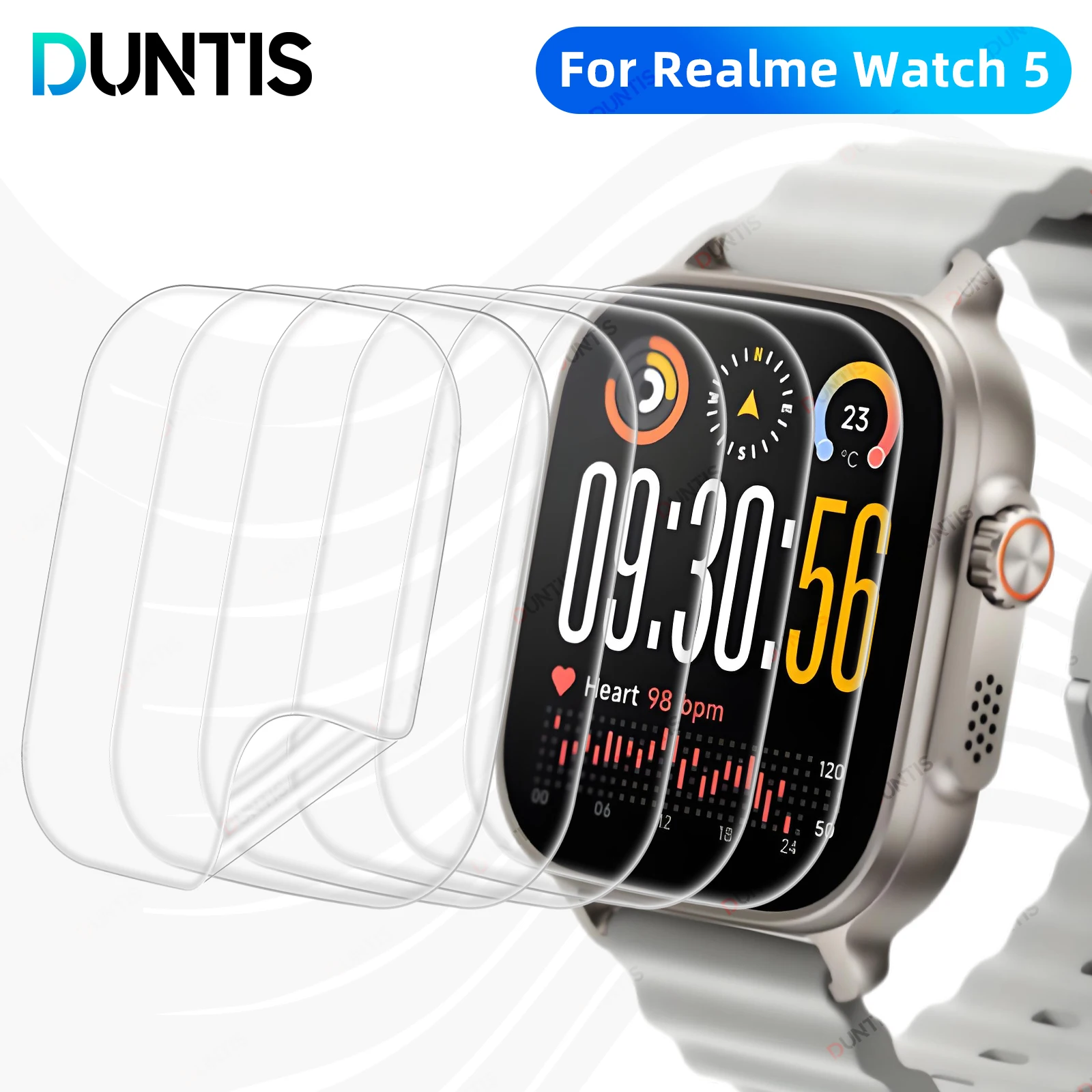 Защитная пленка для экрана Realme Watch 5, гидрогелевая пленка против царапин, HD прозрачная мягкая защитная пленка с полным покрытием, аксессуары