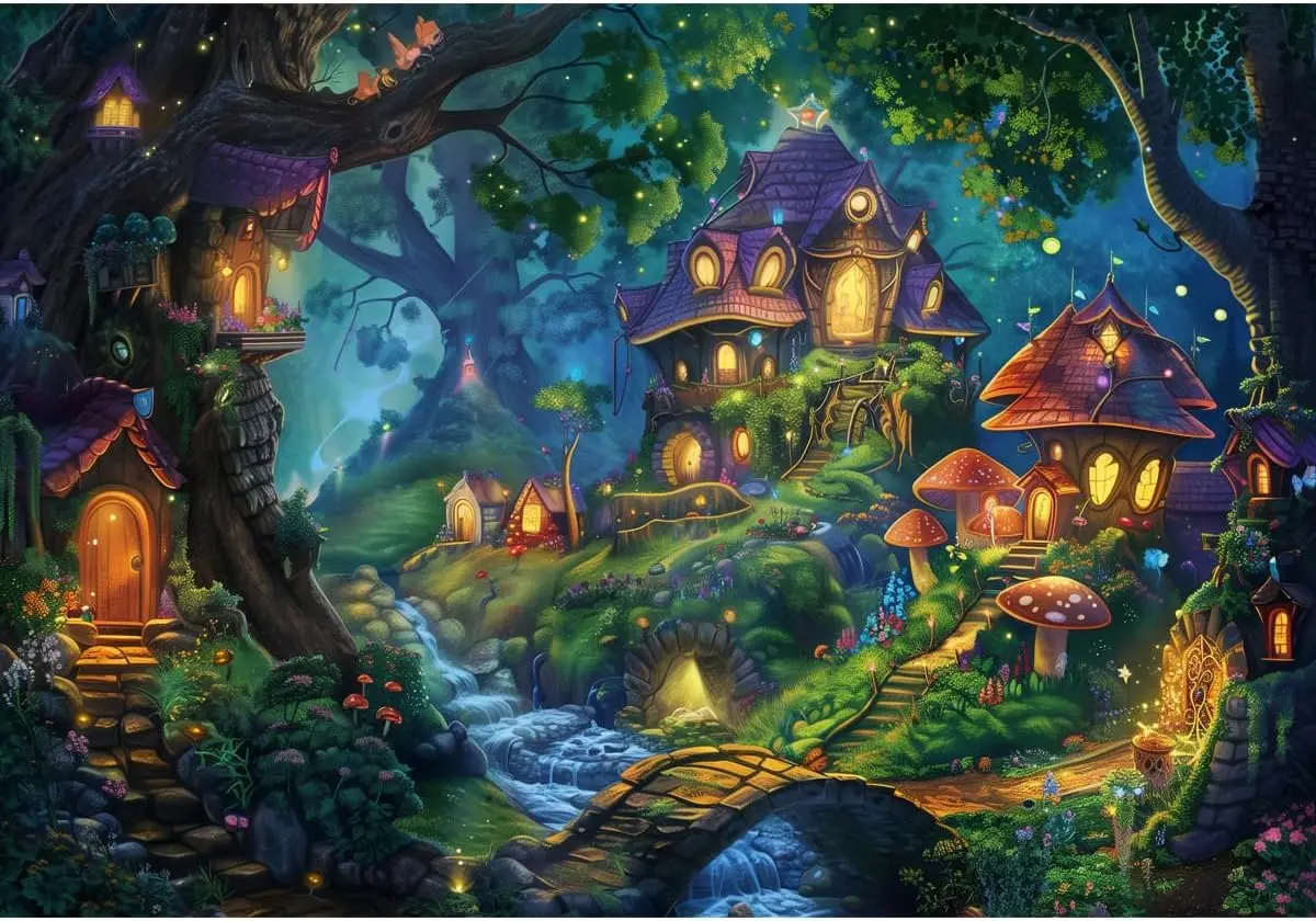 

Adults 120/300/500/1000 Pieces Wooden Jigsaw Puzzle Mushroom House Puzzles Games Family Fun Toy Entertainment Toys Birthday Gift